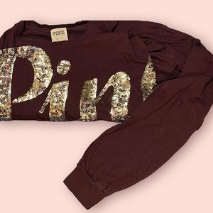 PINK maroon long sleeve sparkly shirt